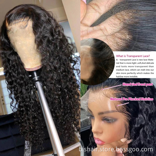 Deep Curly HD Lace Frontal Wig Peruvian Deep Curly Wave Human Hair Full lace Wig 180% Density Wig